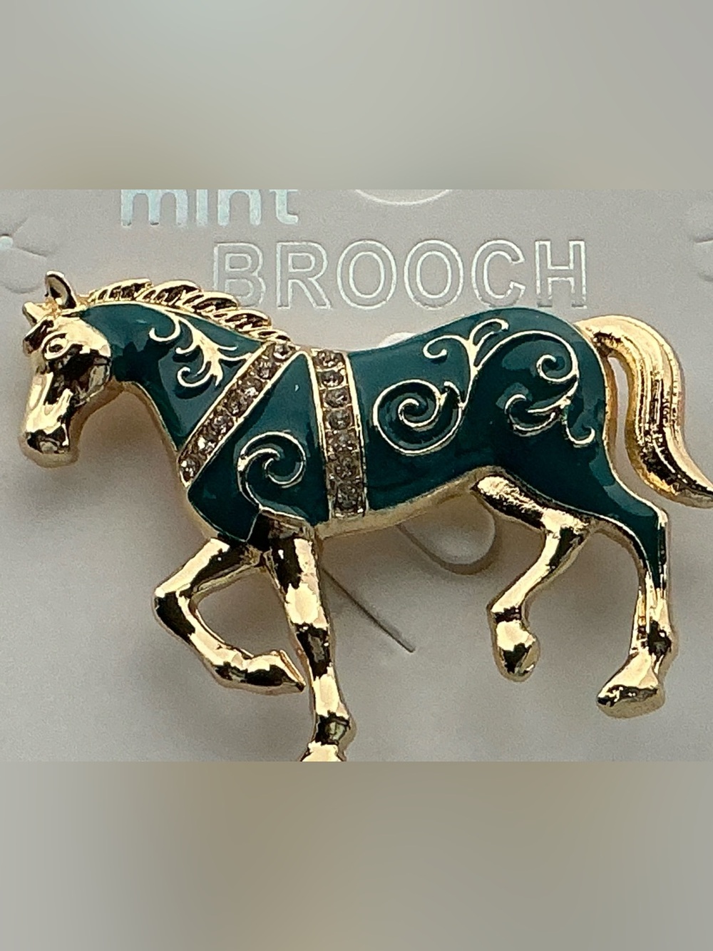 Green and Gold Horse Brooch